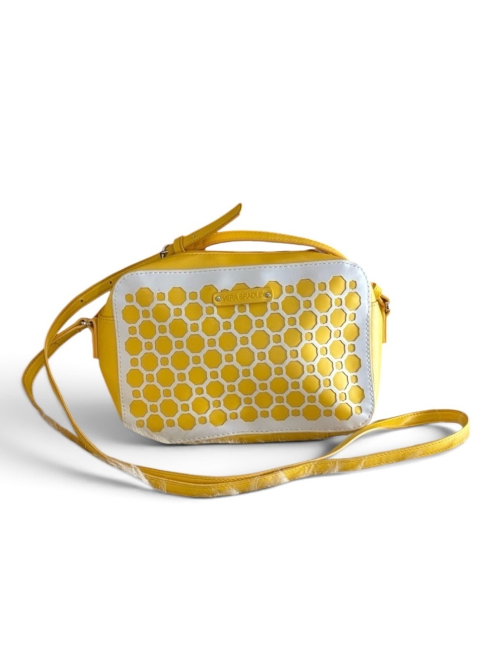 Vera Bradley ‘Honeycomb Lasercut’ Yellow and White Crossbody Satchel Bag
